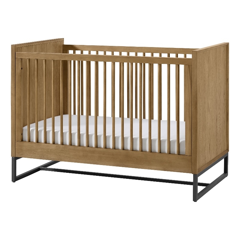Pemberly Row Wood Contemporary Classic Crib in Natural Finish