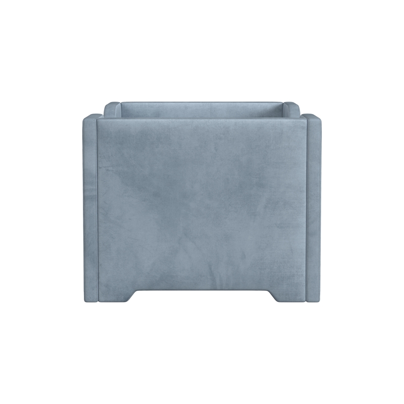 Pemberly Row Contemporary Polyester Toddler Bed in Blue Finish