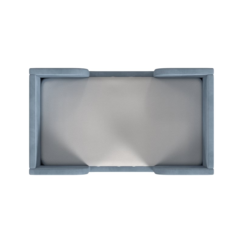 Pemberly Row Contemporary Polyester Toddler Bed in Blue Finish