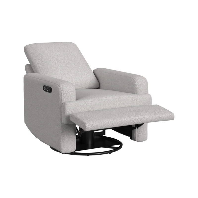 Pemberly Row Contemporary Polyester Power Glider in Gray Finish