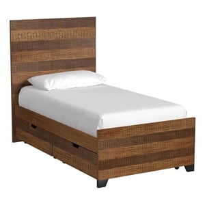 Pemberly Row Solid Hardwood Contemporary Twin Bed in Brushed Wheat