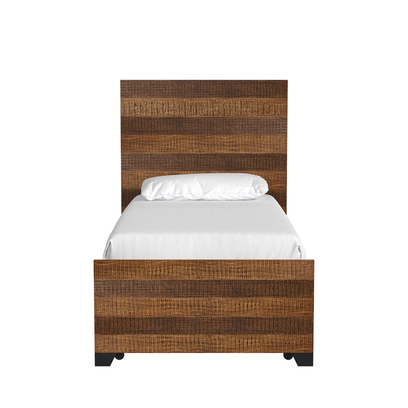 Pemberly Row Solid Hardwood Contemporary Twin Bed in Brushed Wheat