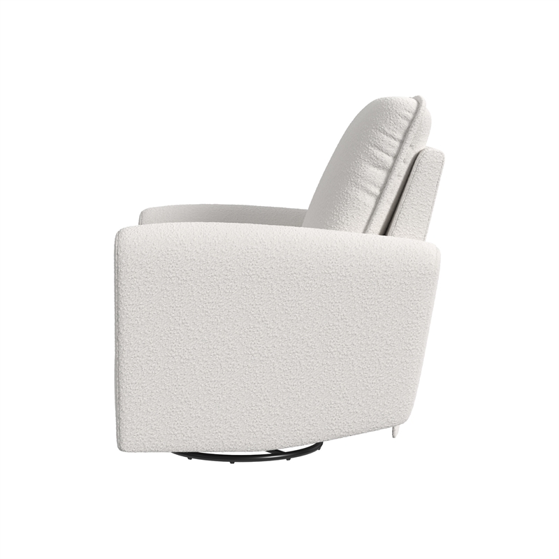 Pemberly Row Contemporary Polyester Power Glider in Off White Finish