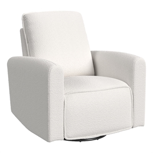 Pemberly Row Contemporary Polyester Power Glider in Off White Finish