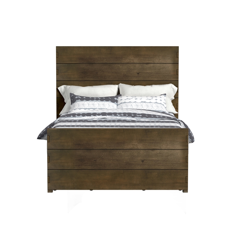 Pemberly Row Solid Hardwood Contemporary Full Bed in Graphite