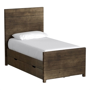 Pemberly Row Solid Hardwood Contemporary Twin Bed in Graphite
