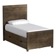 Pemberly Row Solid Hardwood Contemporary Twin Bed in Graphite