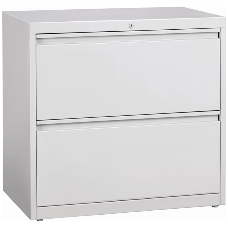 Pemberly Row 36-inch Wide Metal 2 Drawer Lateral File Cabinet in Light Gray