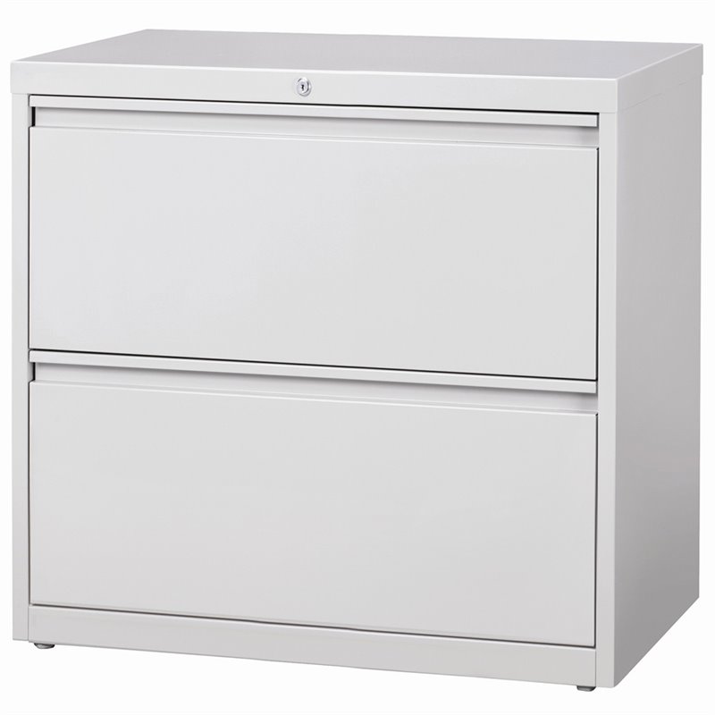 Pemberly Row 36-inch Wide Metal 2 Drawer Lateral File Cabinet in Light Gray
