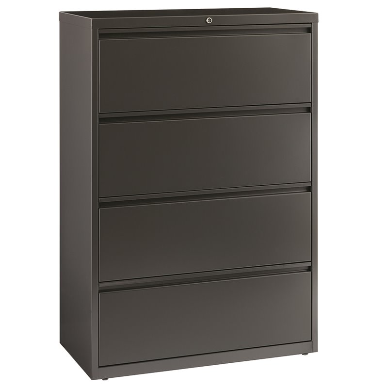 Pemberly Row 36-inch Wide Metal 4 Drawer Lateral File Cabinet Charcoal