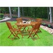 Pemberly Row Traditional 5-piece Wood Outdoor Dining Set in Natural Oil