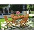 Pemberly Row Traditional 5-piece Patio Dining Set with Slat Back in Natural Oil