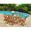 Pemberly Row Traditional 7-piece Wood Patio Dining Set in Natural Oil