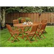 Pemberly Row Traditional 7-piece Wood Patio Set in Natural Oil