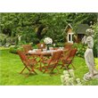 Pemberly Row Traditional 7-piece Wood Outside Patio Dining Set in Natural Oil