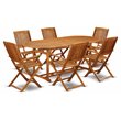 Pemberly Row Traditional 7-piece Wood Outside Patio Dining Set in Natural Oil