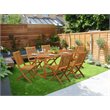 Pemberly Row Traditional 7-piece Patio Dining Set with Slat Back in Natural Oil