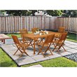 Pemberly Row Traditional 7-piece Wood Outdoor Set in Natural Oil