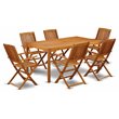 Pemberly Row Traditional 7-piece Wood Outdoor Set in Natural Oil