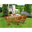 Pemberly Row Traditional 7-piece Wood Patio Set in Natural Oil