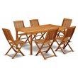 Pemberly Row Traditional 7-piece Wood Patio Set in Natural Oil