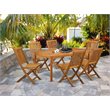 Pemberly Row Traditional 7-piece Patio Dining Set with Slat Back in Natural Oil