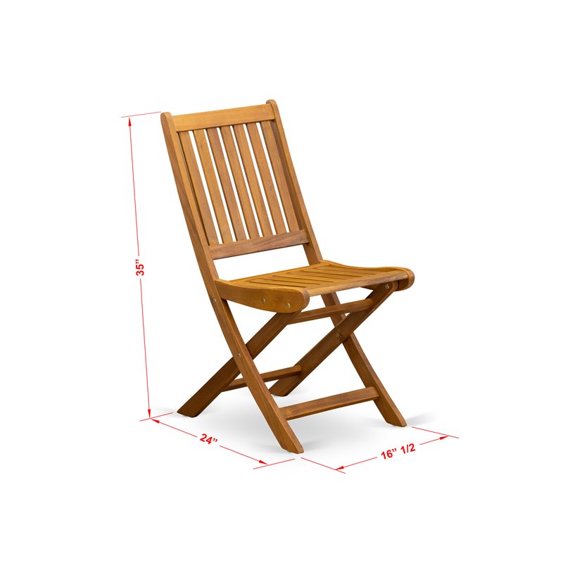 Pemberly Row Traditional 7-piece Patio Dining Set with Slat Back in Natural Oil