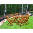 Pemberly Row Traditional 7-piece Wood Courtyard Set in Natural Oil