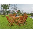 Pemberly Row Traditional 7-piece Wood Outdoor Dining Set in Natural Oil