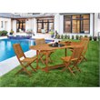 Pemberly Row Traditional 5-piece Patio Dining Set with Slat Back in Natural Oil