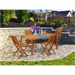 Pemberly Row Traditional 5-piece Wood Outdoor Dining Set in Natural Oil