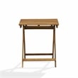 Pemberly Row Outdoor Table and 2 Wood Folding Chairs in Natural Oil Finish