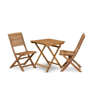Pemberly Row Traditional 3-Piece Outdoor Bistro Set in Natural Oil