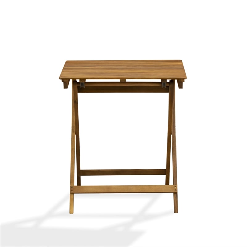 Pemberly Row Traditional 3-Piece Outdoor Bistro Set in Natural Oil