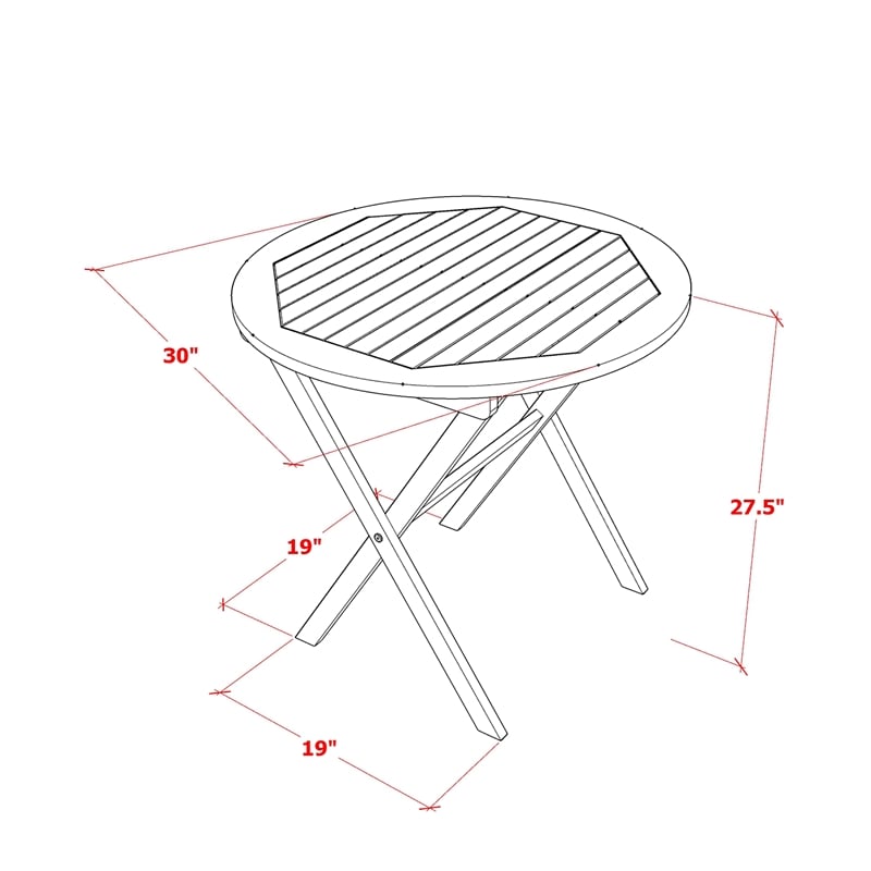 Pemberly Row Traditional 3-Piece Outdoor Bistro Set in Natural Oil