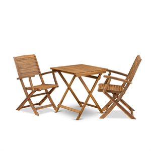 Pemberly Row Traditional 3-Piece Patio Bistro Set in Natural Oil