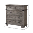 Pemberly Row Traditional 5-Drawer Media Chest in Distressed Gray Wood