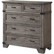 Pemberly Row Traditional 5-Drawer Media Chest in Distressed Gray Wood