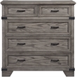 Pemberly Row Traditional 5-Drawer Media Chest in Distressed Gray Wood