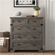 Pemberly Row Traditional 5-Drawer Media Chest in Distressed Gray Wood
