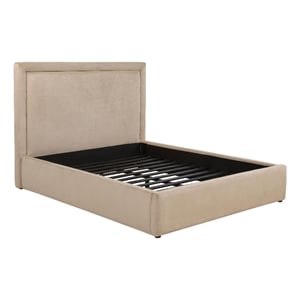 Pemberly Row 55&quot Upholstered Fabric Eastern King Platform Bed in Saddle Beige