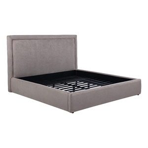 Pemberly Row 55&quot Upholstered Fabric Eastern King Platform Bed in Mushroom Gray