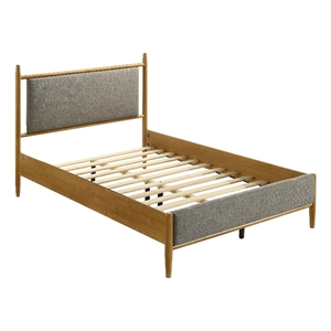 Pemberly Row 46&quot Wood Full Panel Platform Bed in Light Brown/Gray