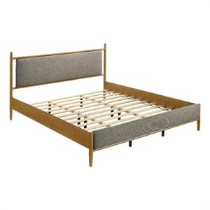 Pemberly Row 46&quot Wood Eastern King Panel Platform Bed in Light Brown/Gray