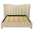Pemberly Row Upholstered Velvet Queen Panel Platform Bed in Ivory