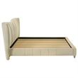 Pemberly Row Upholstered Velvet Queen Panel Platform Bed in Ivory