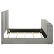 Pemberly Row Contemporary Upholstered Velvet Queen Panel TV Bed in Gray