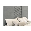 Pemberly Row Contemporary Upholstered Velvet Queen Panel TV Bed in Gray