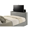 Pemberly Row Contemporary Upholstered Velvet Queen Panel TV Bed in Gray