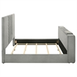 Pemberly Row Contemporary Upholstered Velvet Eastern King Panel TV Bed in Gray